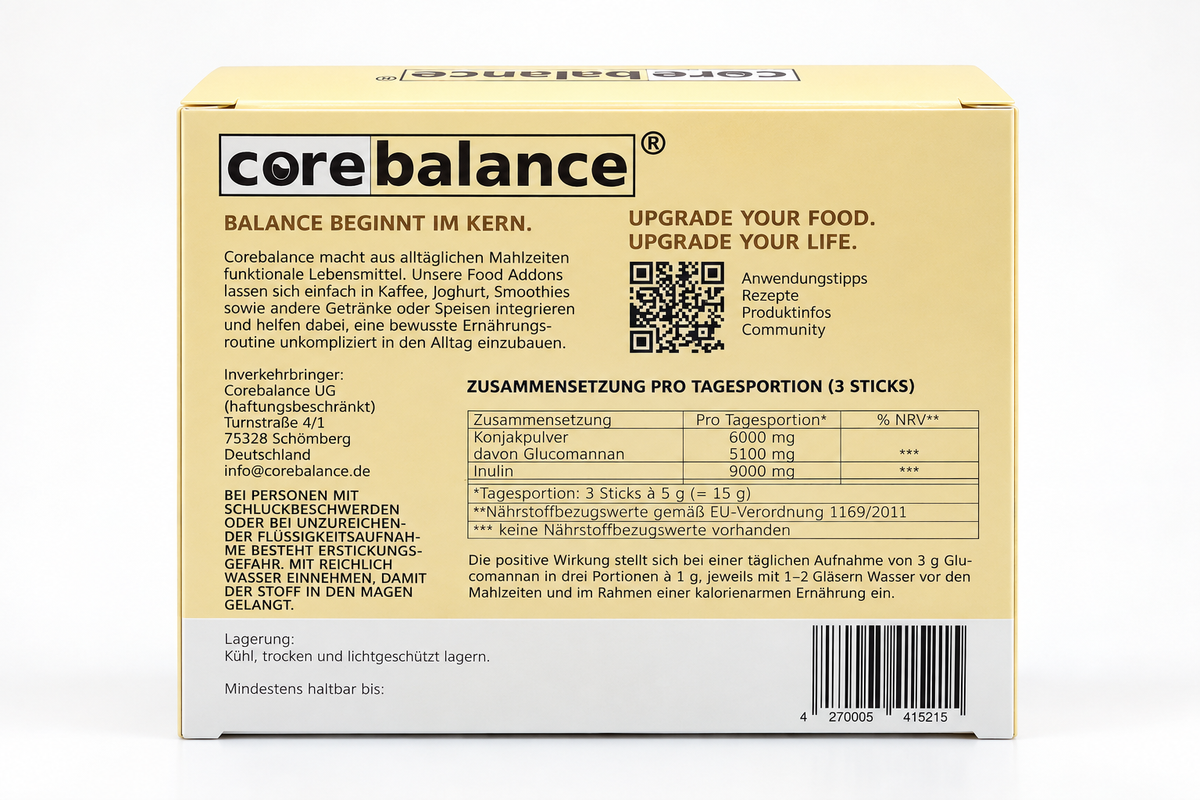 COREBALANCE CONTROL+ | Glucomannan Sticks mit Inulin & Konjakwurzel – 10 Sticks